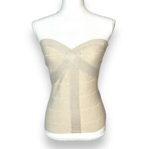 Poof Couture Beige Bandage Sweater Tube Top NWT M